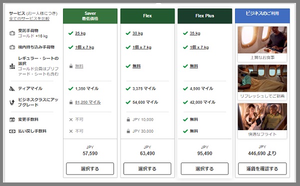 エミレーツ航空 運賃タイプによる特典サービスの違いについて解説 トリップガイド